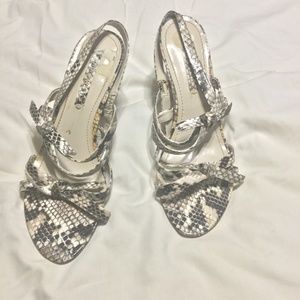 Nine West  Brown & White Snakeskin Heels